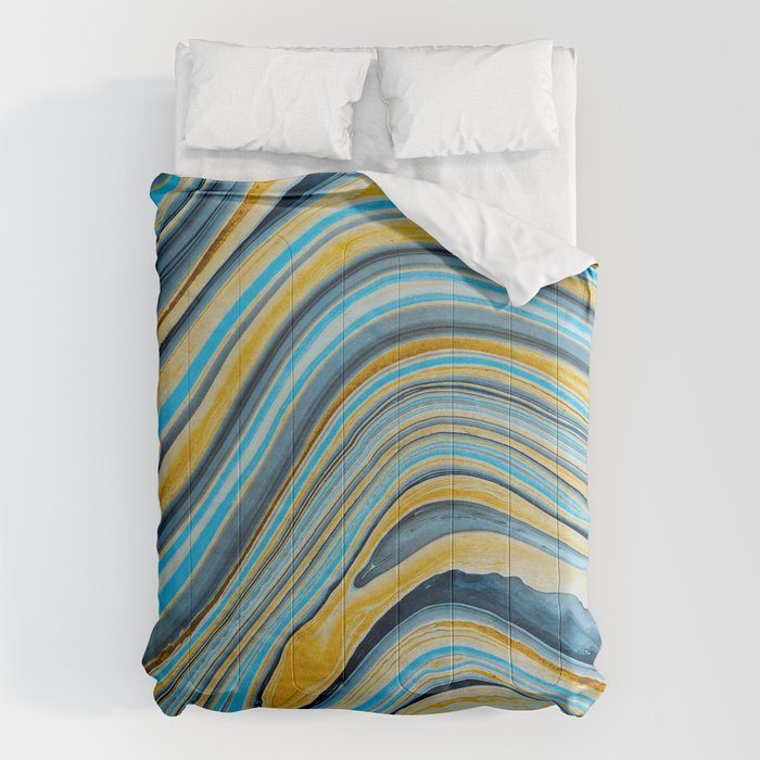 Blue marbled waves Comforter Gallery Image 6