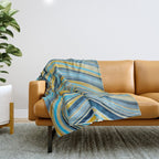Blue marbled waves Throw Blanket Gallery Image 1