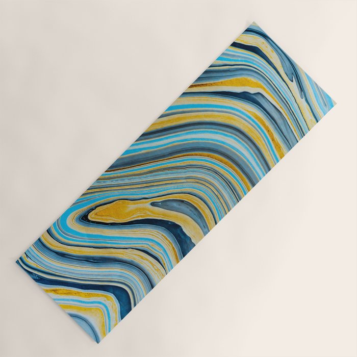 Blue marbled waves Yoga Mat Gallery Image 1