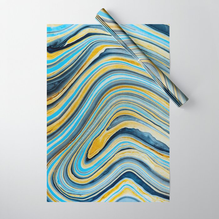 Blue marbled waves Wrapping Paper Gallery Image 1
