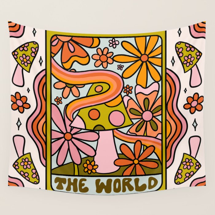 21. World Tarot Mushroom Wall Tapestry Gallery Image 4