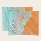 Coral Shore, Ocean Beach Photography, Summer Sea Sand Waves Placemat Gallery Image 1