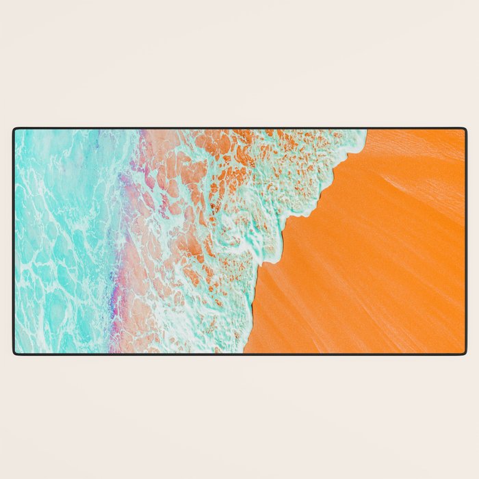 Coral Shore, Ocean Beach Photography, Summer Sea Sand Waves Desk Mat Gallery Image 3