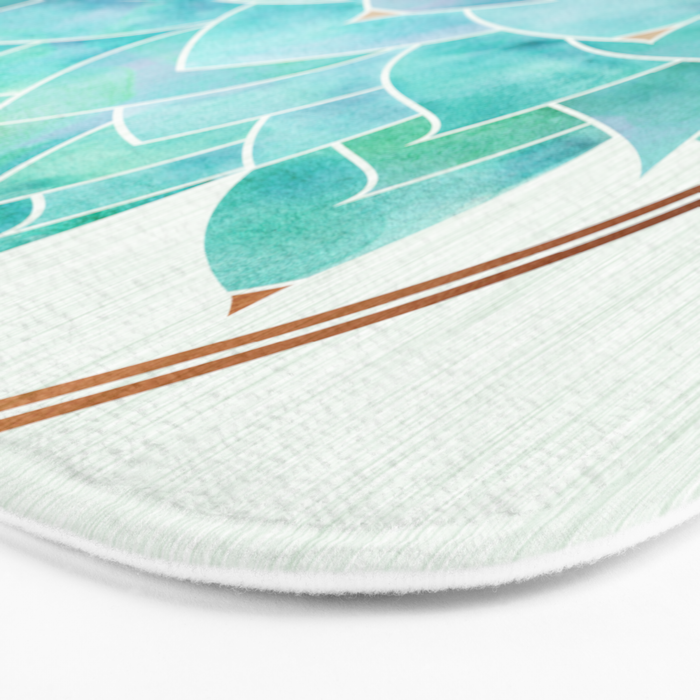 Modern Succulent with Metallic Gold Watercolor Bath Mat Gallery Image 3