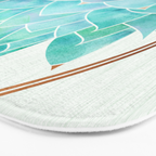 Modern Succulent with Metallic Gold Watercolor Bath Mat Gallery Image 3