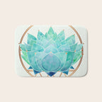 Modern Succulent with Metallic Gold Watercolor Bath Mat Gallery Image 1