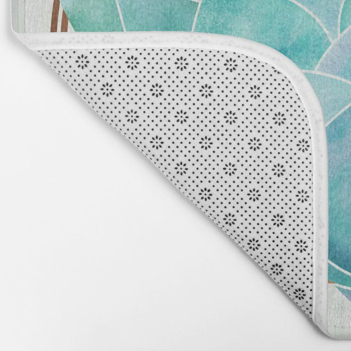 Modern Succulent with Metallic Gold Watercolor Bath Mat Gallery Image 2