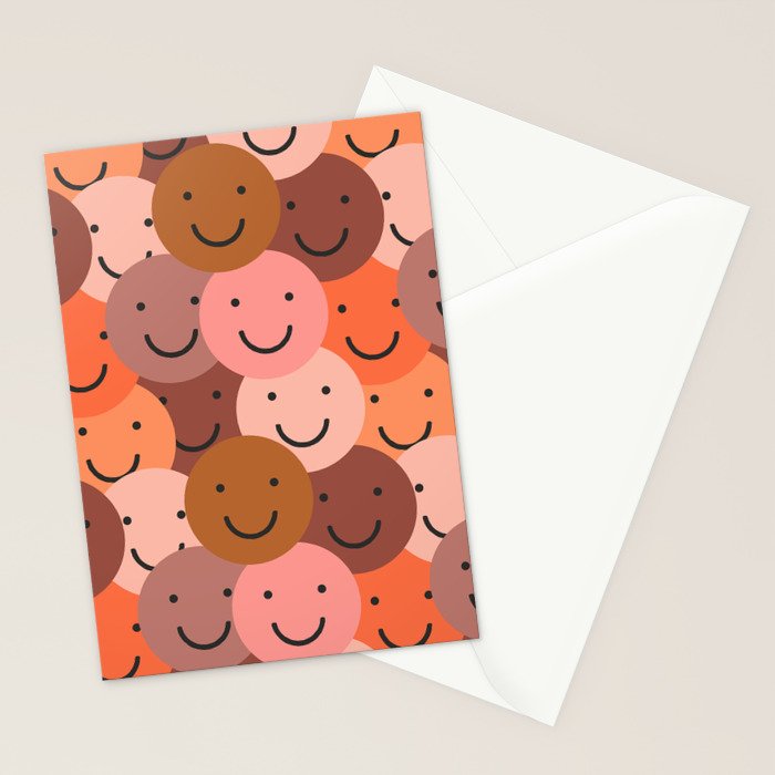 Diverse happy people face doodle pattern Stationery Card Gallery Image 2