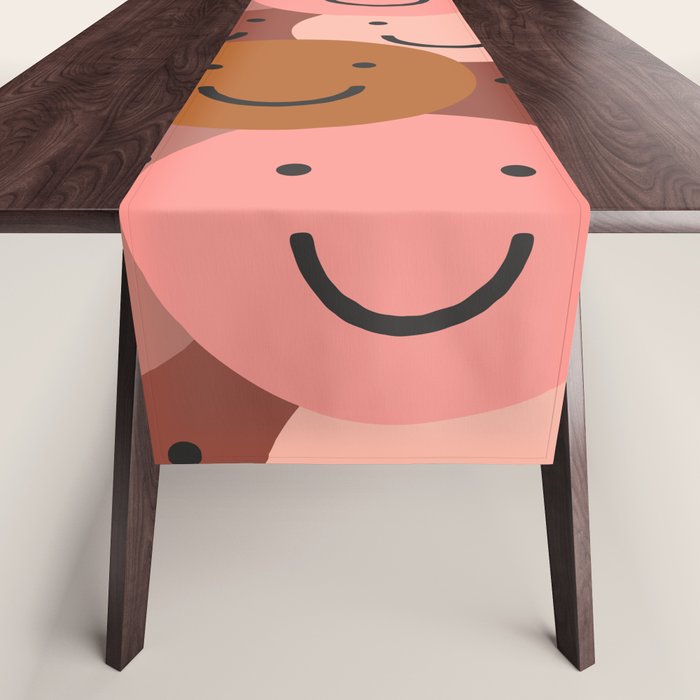 Diverse happy people face doodle pattern Table Runner Gallery Image 1