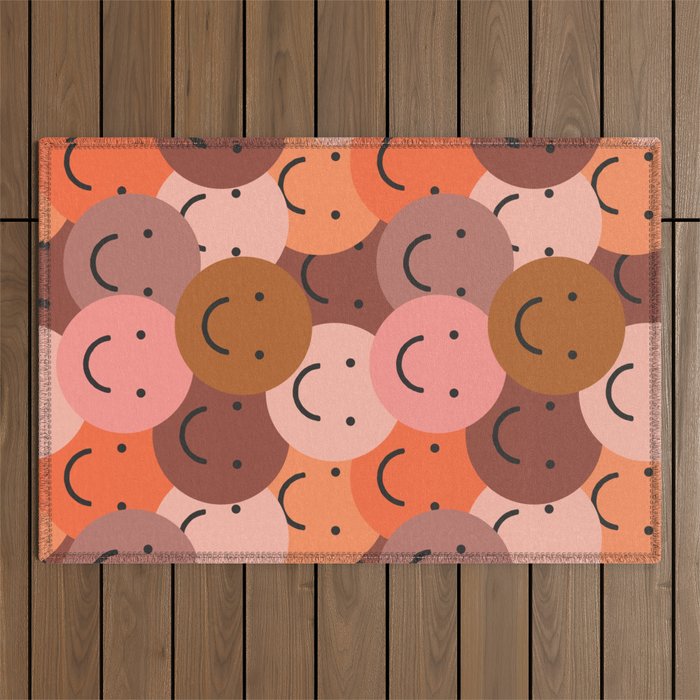 Diverse happy people face doodle pattern Outdoor Rug Gallery Image 1