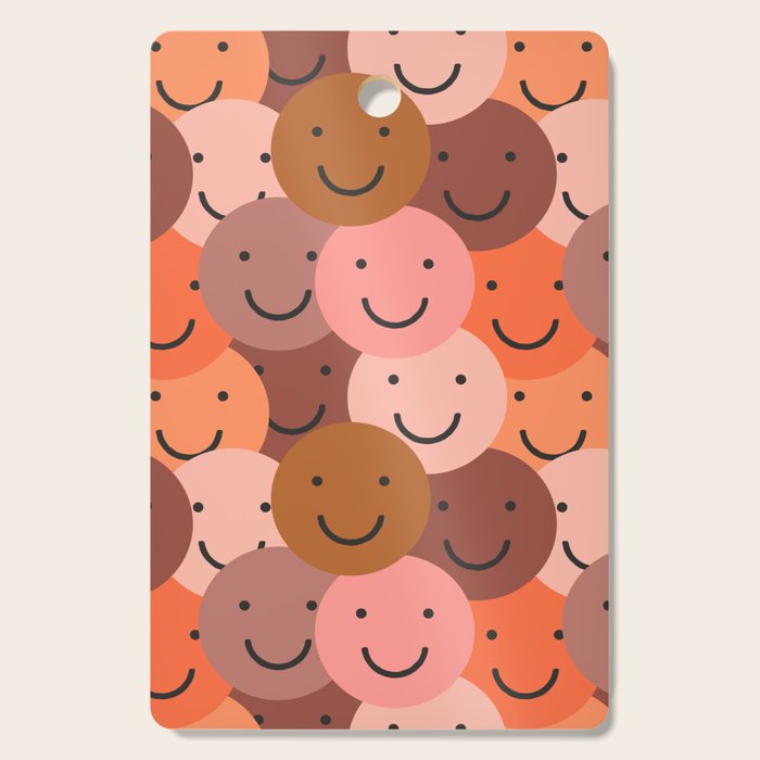 Diverse happy people face doodle pattern Cutting Board Gallery Image 1