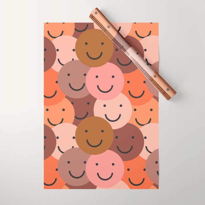 Diverse happy people face doodle pattern Wrapping Paper Gallery Image 1