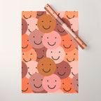 Diverse happy people face doodle pattern Wrapping Paper Gallery Image 1