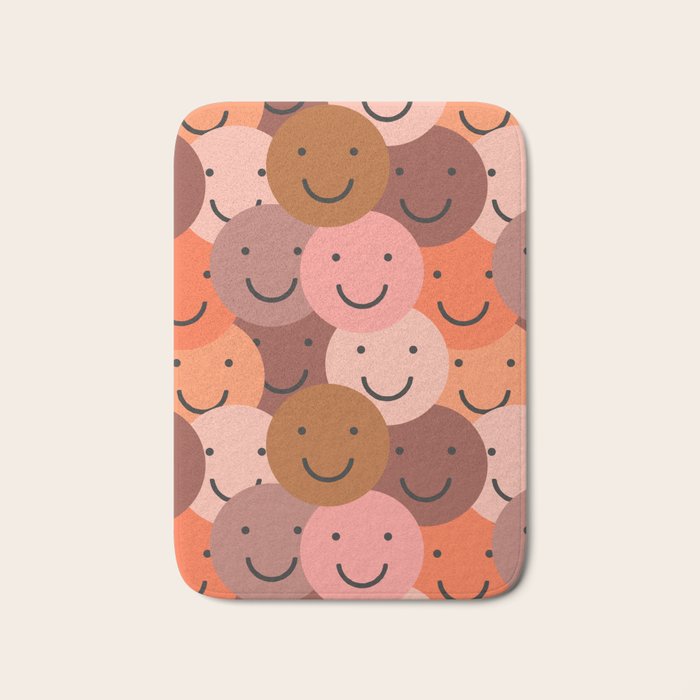 Diverse happy people face doodle pattern Bath Mat Gallery Image 1