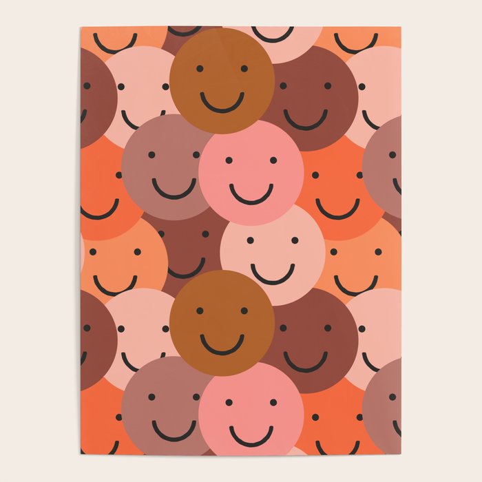 Diverse happy people face doodle pattern Poster Gallery Image 4