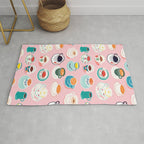 Retro hand drawn coffee tea cup pattern Rug Gallery Image 1