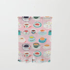 Retro hand drawn coffee tea cup pattern Wall Hanging Gallery Image 1
