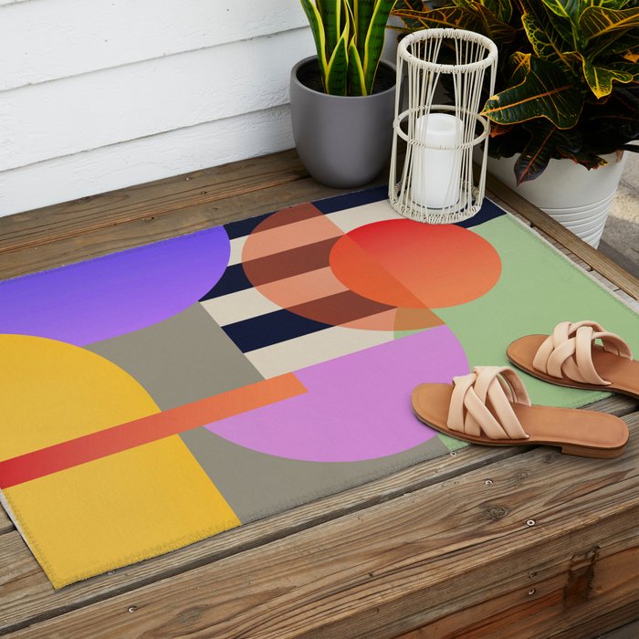 Abstract Geometric Shapes 217 Outdoor Rug Gallery Image 2