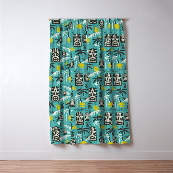 Island Tiki Aqua Window Curtain Gallery Image 3