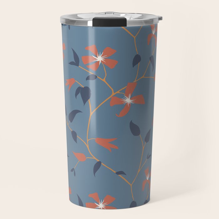 Floral Clematis Vine - Indigo Sunset Travel Mug Gallery Image 1