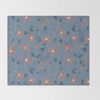 Floral Clematis Vine - Indigo Sunset Throw Blanket Gallery Image 2