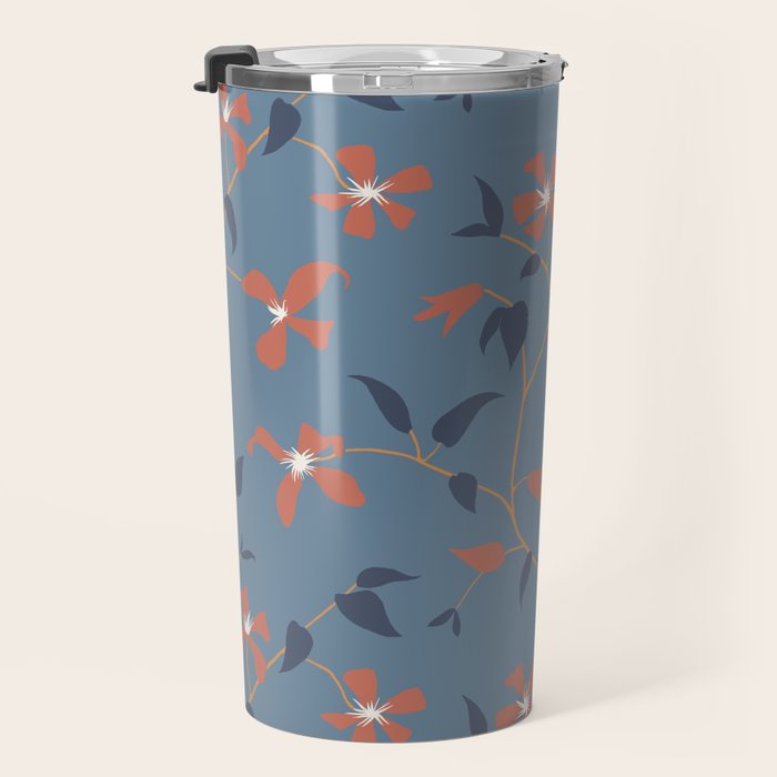 Floral Clematis Vine - Indigo Sunset Travel Mug Gallery Image 3