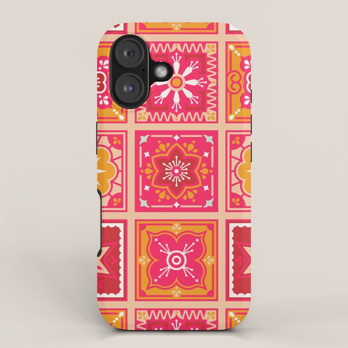 Talavera Mexican Tile - Hot Pink & Orange Palette iPhone Case Gallery Image 1
