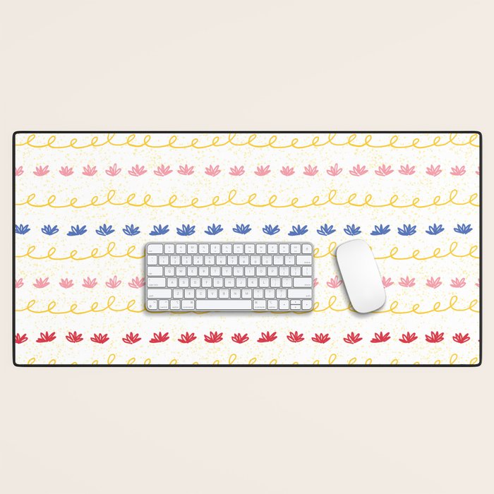 Abstract Cookie Pattern Doodle in White & Pink Desk Mat Gallery Image 1