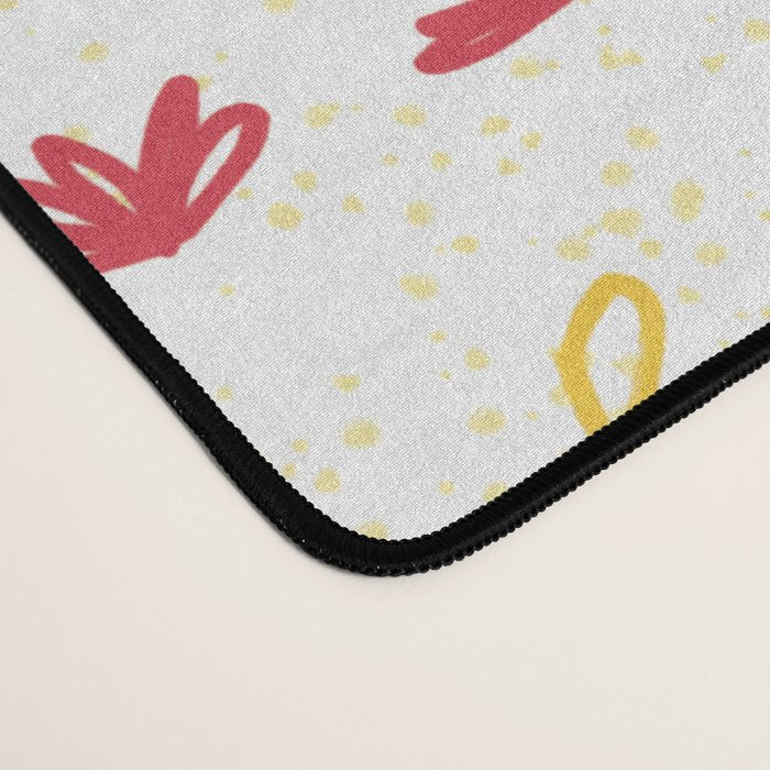 Abstract Cookie Pattern Doodle in White & Pink Desk Mat Gallery Image 4