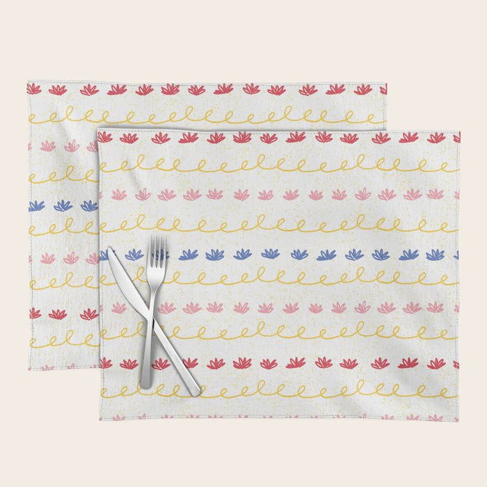 Abstract Cookie Pattern Doodle in White & Pink Placemat Gallery Image 1