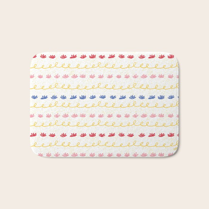 Abstract Cookie Pattern Doodle in White & Pink Bath Mat Gallery Image 1