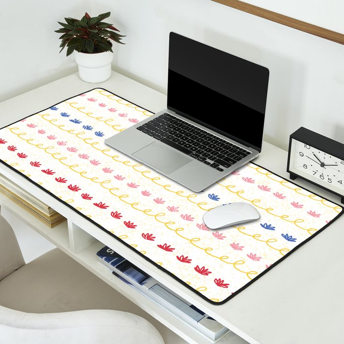 Abstract Cookie Pattern Doodle in White & Pink Desk Mat Gallery Image 2