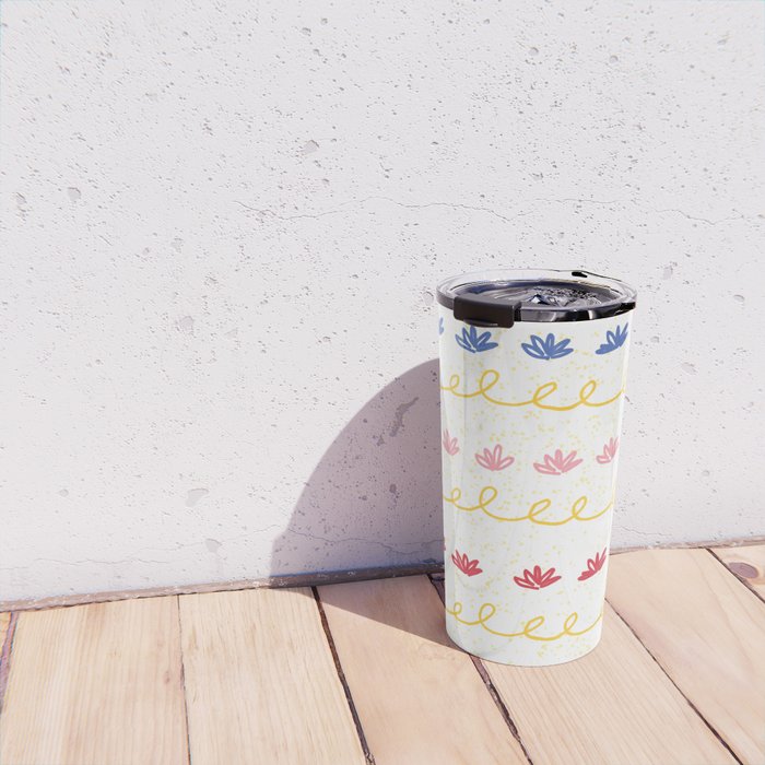 Abstract Cookie Pattern Doodle in White & Pink Travel Mug Gallery Image 4