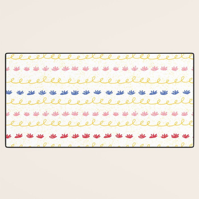 Abstract Cookie Pattern Doodle in White & Pink Desk Mat Gallery Image 3