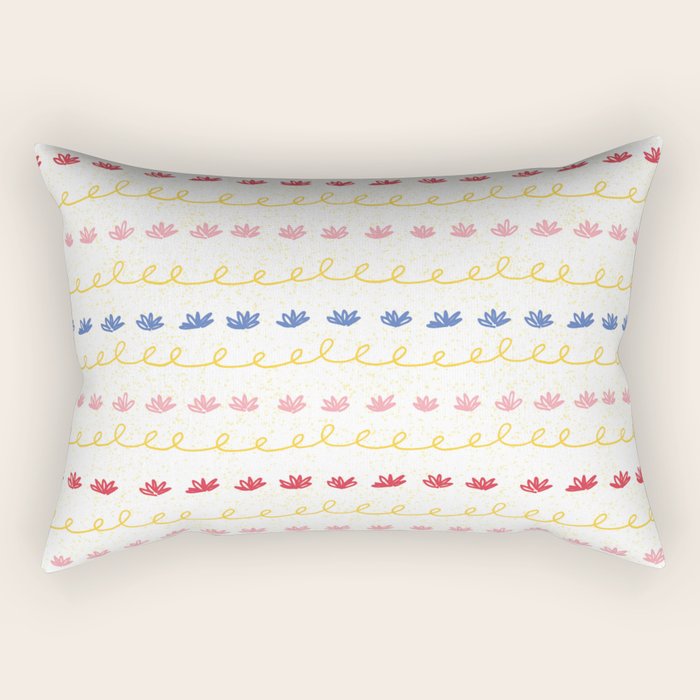Abstract Cookie Pattern Doodle in White & Pink Rectangular Pillow Gallery Image 1