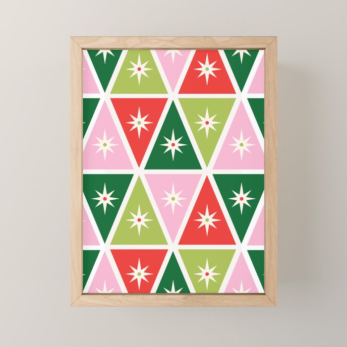 Retro Christmas Triangles Mini Art Print Gallery Image 1