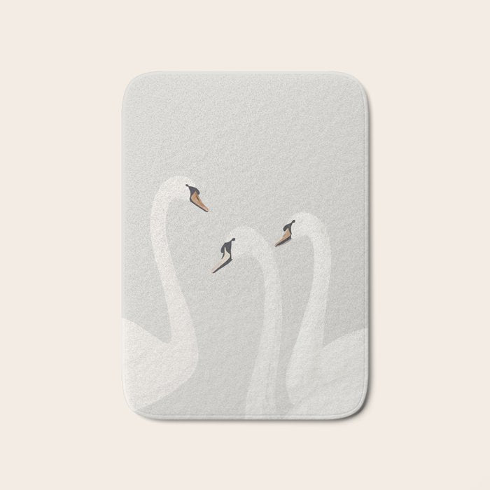 White Swans Bath Mat Gallery Image 1