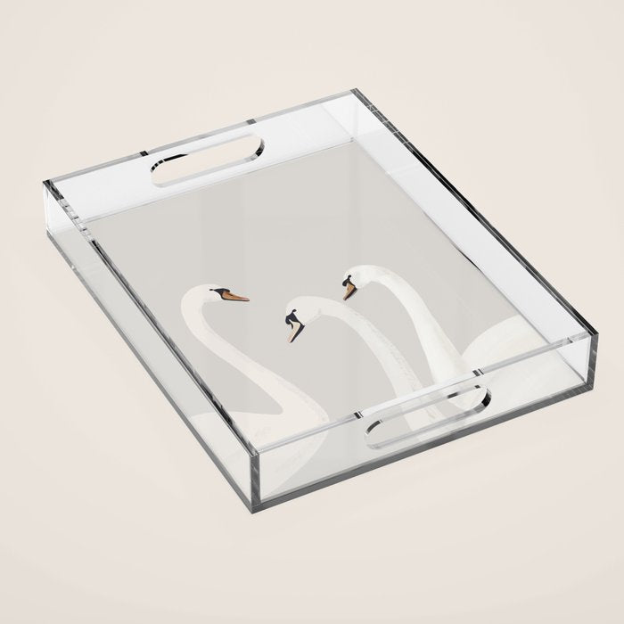 White Swans Acrylic Tray Gallery Image 1