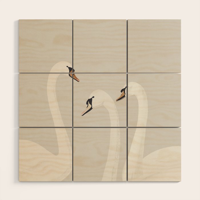 White Swans Wood Wall Art Gallery Image 1