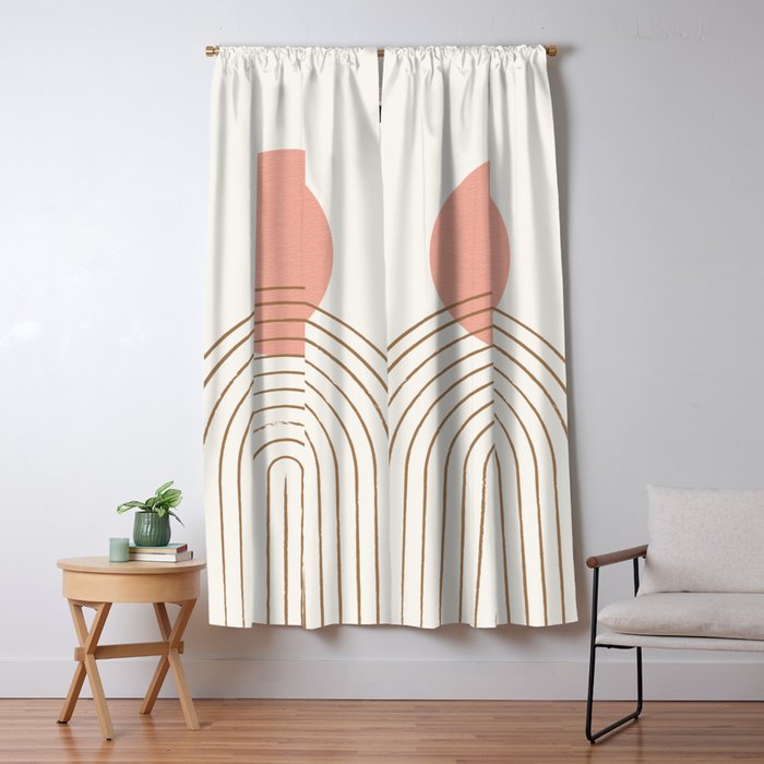 Pink Sun Mid-Century Full Window Curtain Gallery Image 5