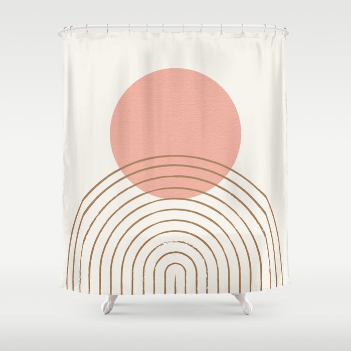 Pink Sun Mid-Century Full Shower Curtain Gallery Image 1