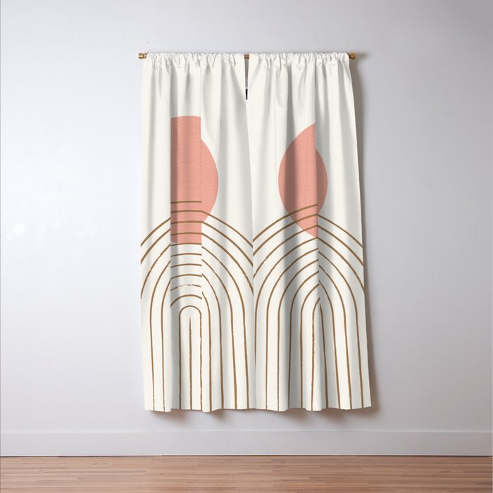 Pink Sun Mid-Century Full Window Curtain Gallery Image 3