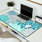Festive, Floral Prints, Teal, Turquoise and Gray Desk Mat Gallery Image 2