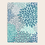 Festive, Floral Prints, Teal, Turquoise and Gray Poster Gallery Image 4