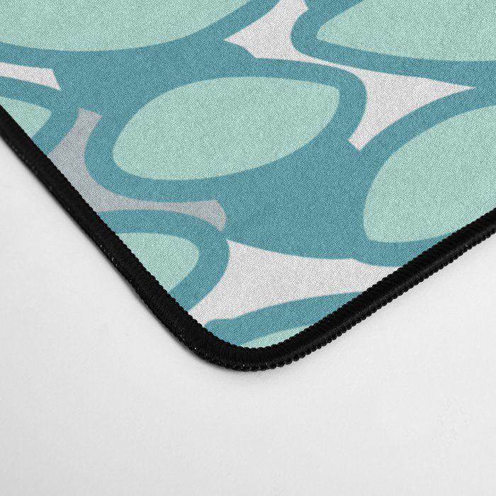 Festive, Floral Prints, Teal, Turquoise and Gray Desk Mat Gallery Image 4