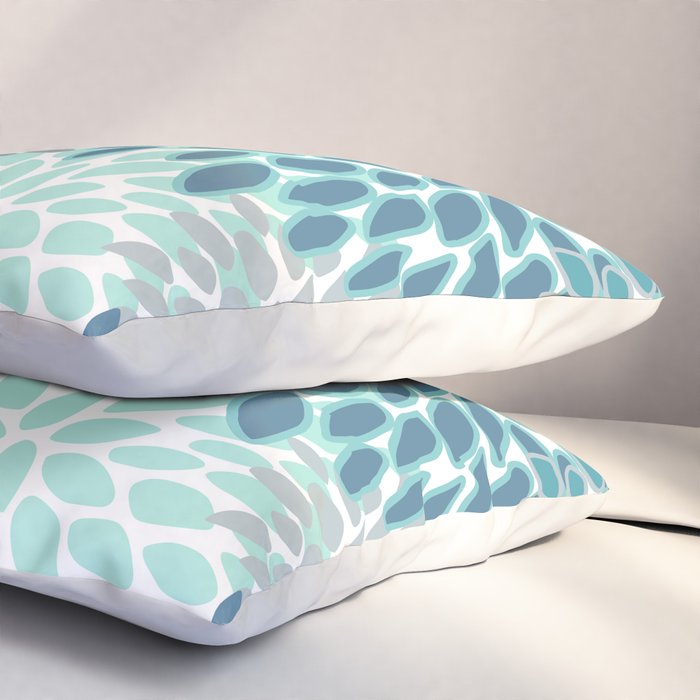 Festive, Floral Prints, Teal, Turquoise and Gray Pillow Sham Gallery Image 3