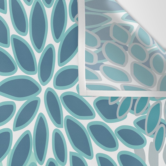 Festive, Floral Prints, Teal, Turquoise and Gray Wall Tapestry Gallery Image 3