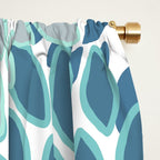 Festive, Floral Prints, Teal, Turquoise and Gray Window Curtain Gallery Image 2