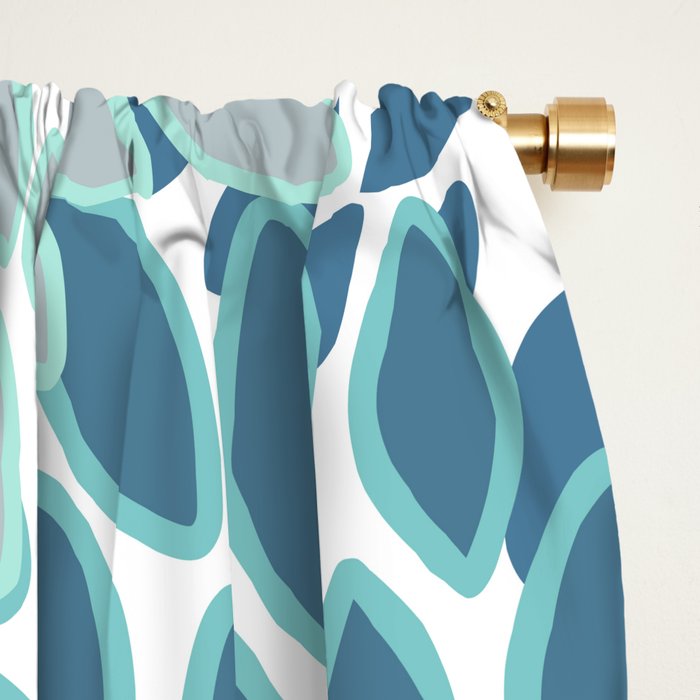 Festive, Floral Prints, Teal, Turquoise and Gray Window Curtain Gallery Image 2