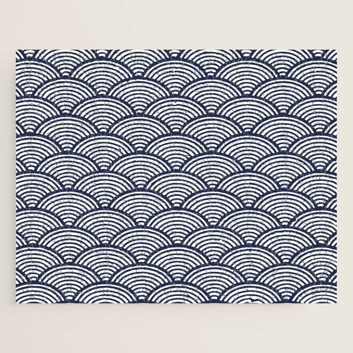 Japanese Waves Navy Jigsaw Puzzle Gallery Image 1